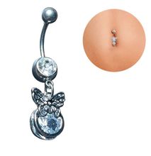 Butterfly Belly Button Body Piercing Navel Ring Stainless Steel Jewellry Crystal